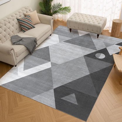 Washable Modern Area Rug - Geometric Style 5X7 Rugs for Living Room, Bedroom, Machine Washable Rug Soft Non Slip Non Shedding Area Rug - Grey, 5'X7'