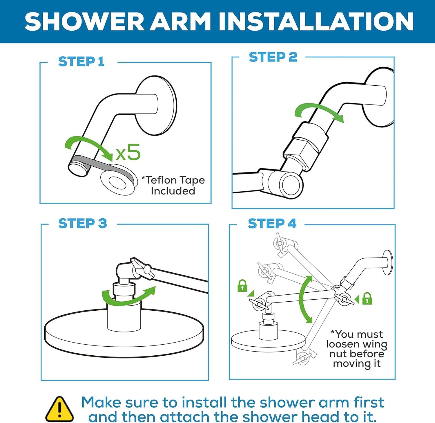 11" Solid Brass Shower Head Extension Arm - Flexible Height & Angle Adjustable Shower Arm Extension for Rain Showerheads with Sturdy Lock - Universal Pipe Connection (Polished Brass)