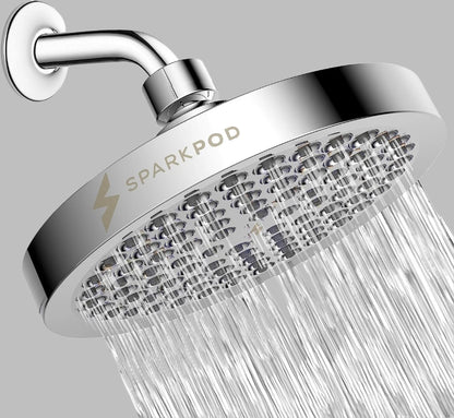 Shower Head - High Pressure Rain - Premium Quality Luxury Design - 1-Min Install - Easy Clean Adjustable Replacement for Your Bathroom Shower Heads (Luxury Polished Chrome, 6 Inch Round)