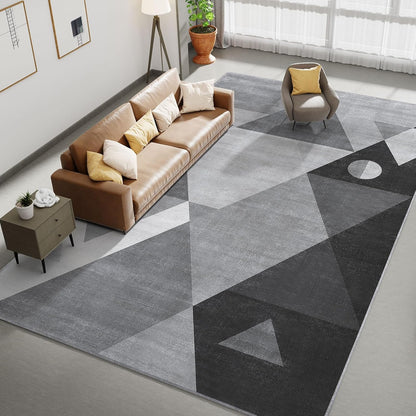 Washable Modern Area Rug - Geometric Style 5X7 Rugs for Living Room, Bedroom, Machine Washable Rug Soft Non Slip Non Shedding Area Rug - Grey, 5'X7'