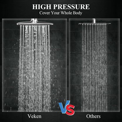 9 Inch High Pressure Rain Shower Heads with 3 Modes and 5 Modes Handheld Spray Combo- Wide Square Rainfall Shower with 70" Hose - Adjustable Dual Showerhead with Anti-Clog Nozzles-Chrome