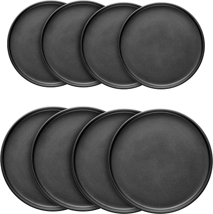 Coupe 16-Piece Stoneware Dish Set, Celina Service for 4, Black Plates and Bowls Dinnerware Set, Dishwasher and Microwave Safe, Black Matte