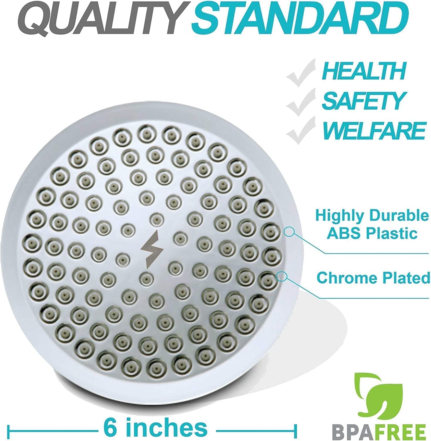 Shower Head - High Pressure Rain - Premium Quality Luxury Design - 1-Min Install - Easy Clean Adjustable Replacement for Your Bathroom Shower Heads (Luxury Polished Chrome, 6 Inch Round)